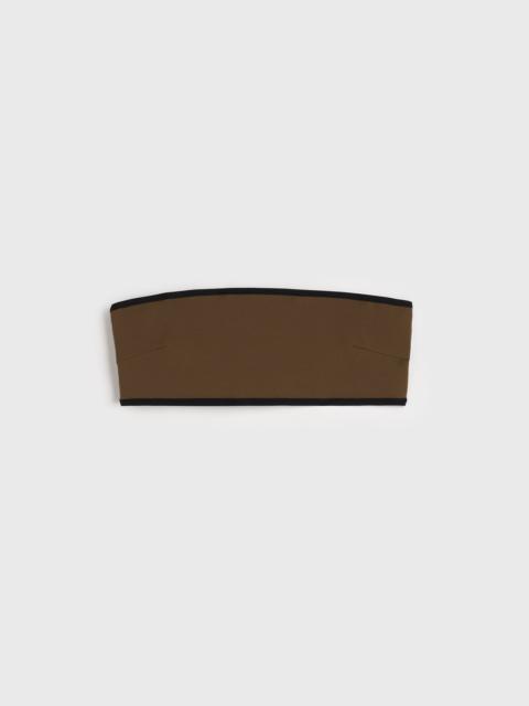 TOTEME Stripe edge strapless bikini top walnut