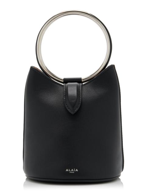Mini Ring Leather Bucket Bag black