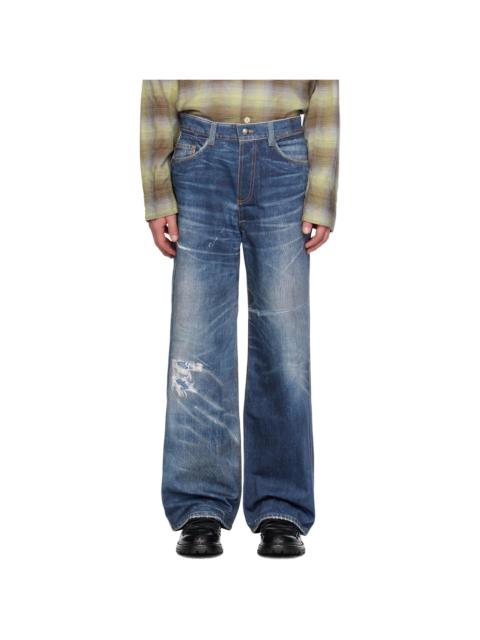 Blue Trompe L'œil Printed Jeans