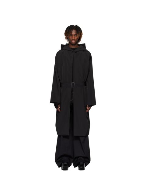 Rick Owens Black Hollywood Hooded Robe Coat