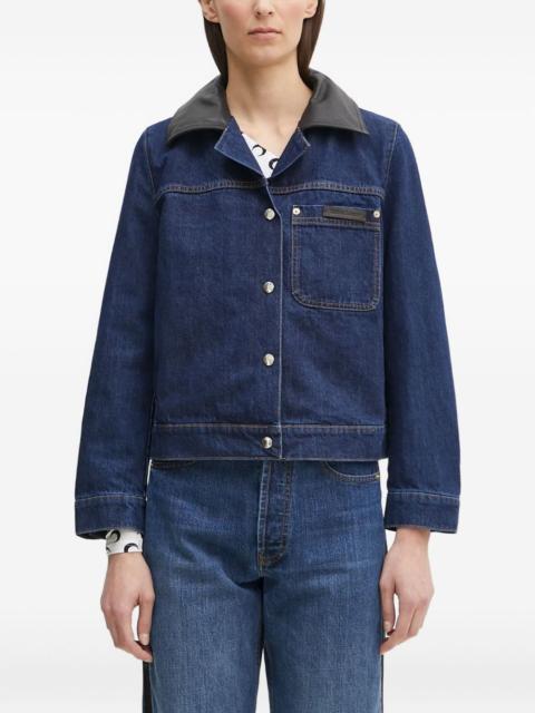WALES BONNER leather-collar denim jacket