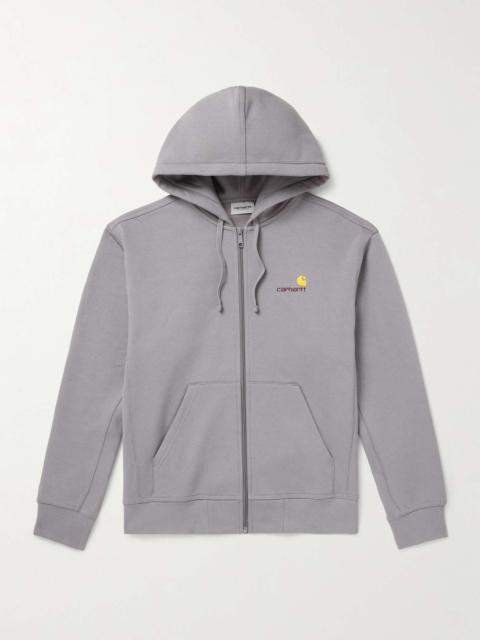 Logo-Embroidered Cotton-Blend Jersey Zip-Up Hoodie