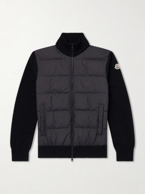 Moncler Panelled Virgin Wool and Quilted Shell Down Zip-Up Cardigan