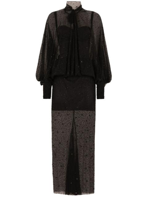 Dolce & Gabbana rhinestone-embellished tulle maxi dress