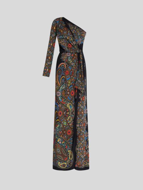 Etro ONE-SHOULDER JERSEY DRESS WITH MICRO FLOWERS