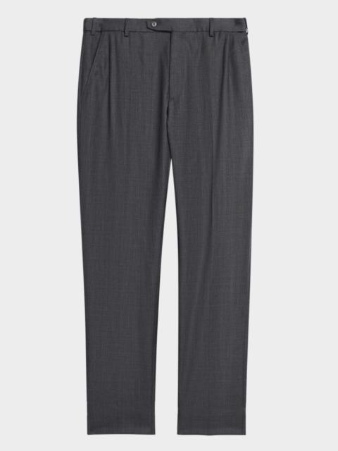 Brioni Men's Wool Textured Straight-Fit Formal Pants