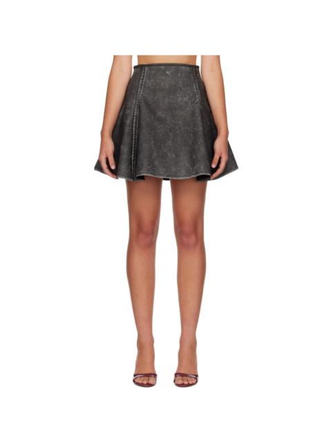 Diesel Black Flared Faux-Leather Miniskirt