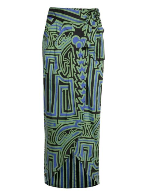 Johanna Ortiz abstract-print wrap midi skirt