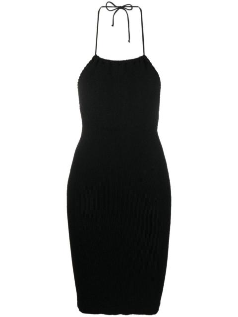 bond-eye seersucker bodycon dress