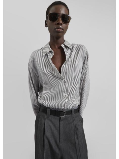The Frankie Shop Lui Striped Silk Shirt - Black/White Stripe