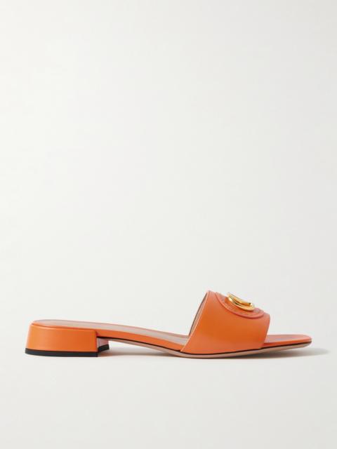 Valentino Vlogo Embellished Leather Slides