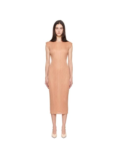 Pleats Please Issey Miyake Beige Monthly Colors June Midi Dress