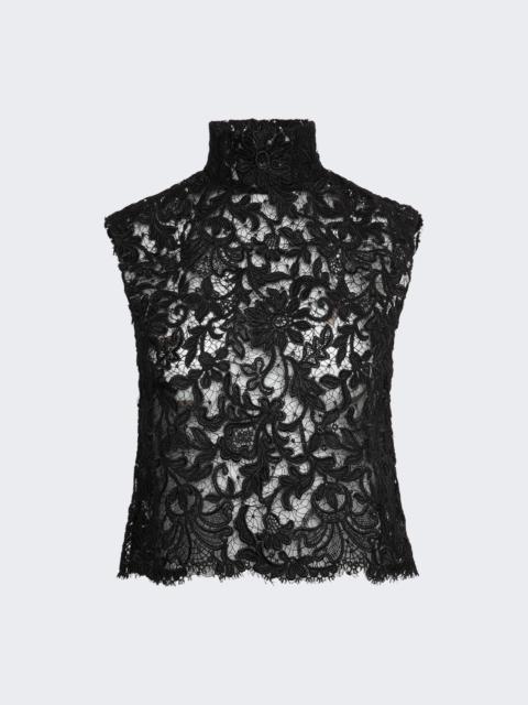 Floral Guipure Lace Top Black