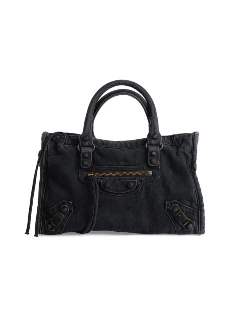 BALENCIAGA Women's Le City Denim Top Handle Bag - Black
