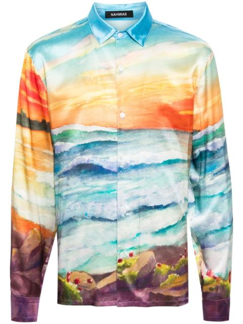 NAHMIAS abstract-print silk shirt