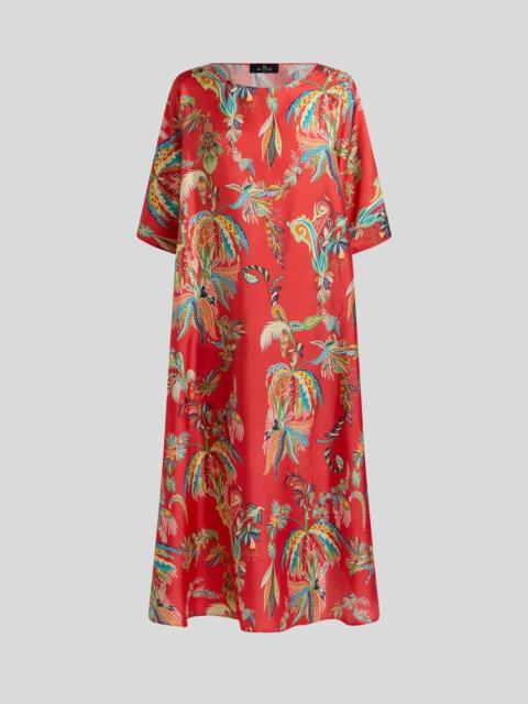 Etro LONG TUNIC DRESS IN SILK TWILL WITH PAISLEY FOLIAGE MOTIF