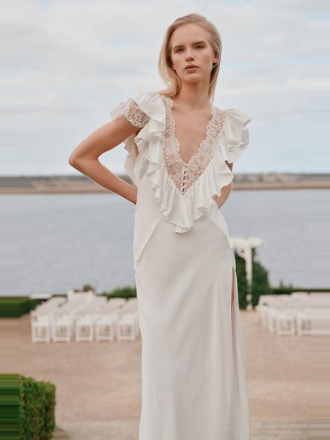 BARDOT Celeste Ruffle Maxi Dress In Orchid White