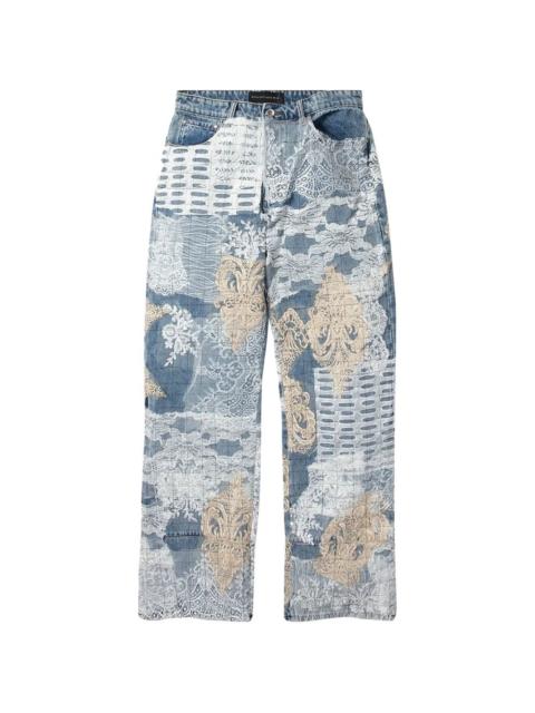 WHO DECIDES WAR Grid Lace jeans