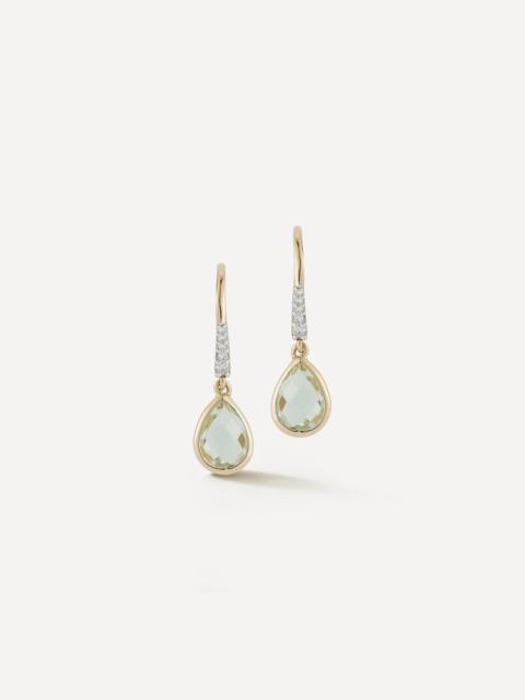 MATEO 14ct Gold Bezeled Green Amethyst Drop Earrings