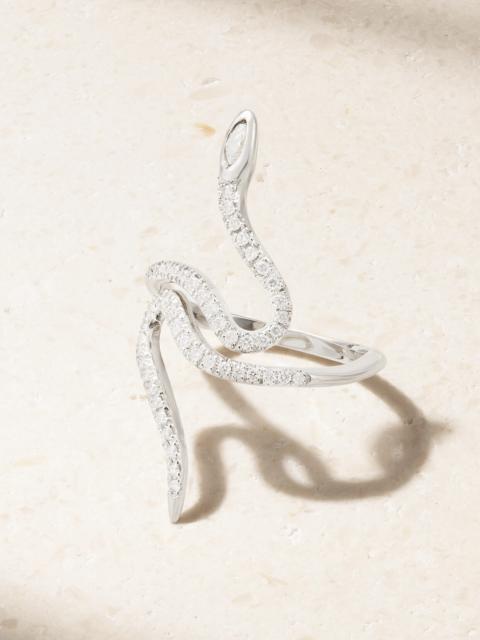 ILEANA MAKRI Queen Curled Snake 18-karat White Gold Diamond Ring