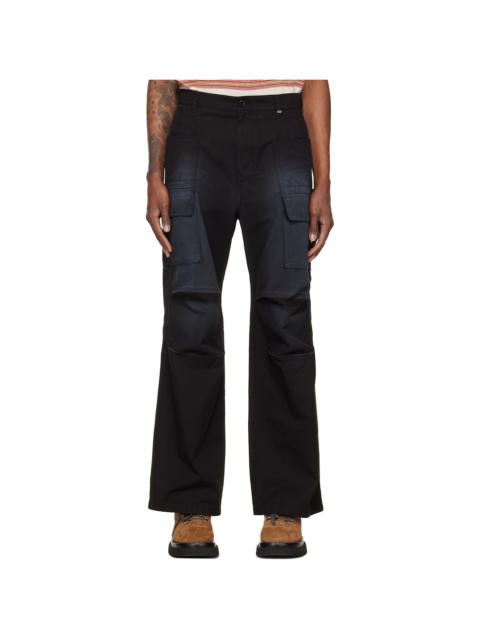 We11done Black Washed Multi Pocket Cargo Pants