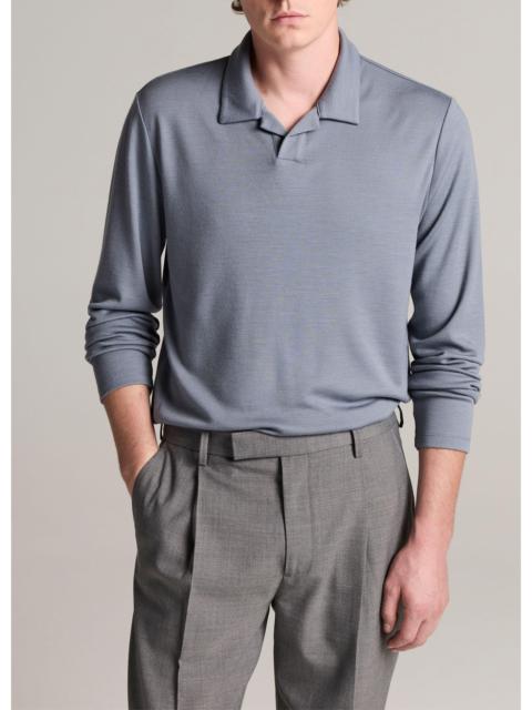 Vince Wool Interlock Johnny-Collar Polo Sweater