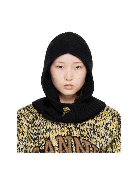 GANNI Black Wool Mix Balaclava