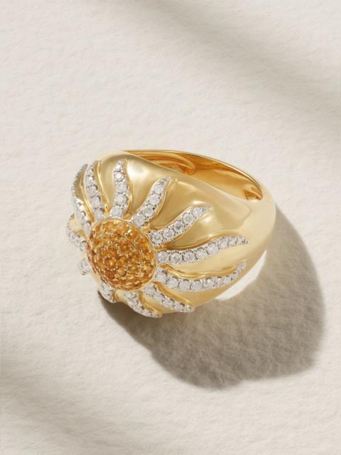 Yvonne Léon 18-karat gold, citrine and diamond ring Gold