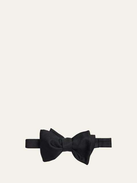 GIORGIO ARMANI Men's Silk Grosgrain Bow Tie, Black Pattern
