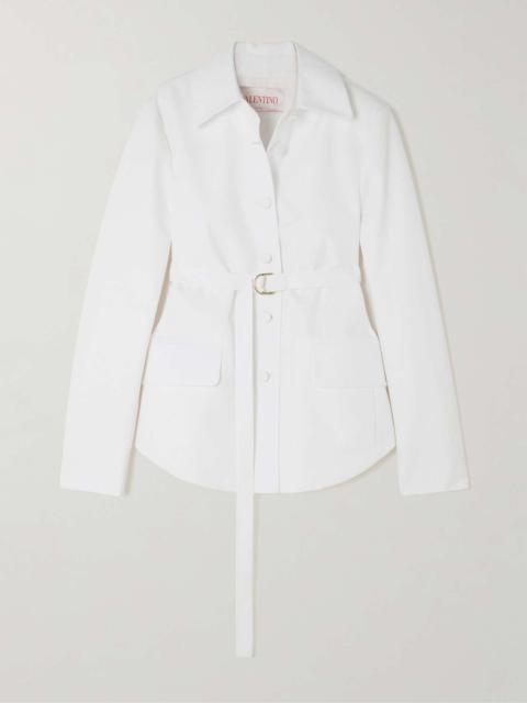 Valentino Belted cotton-poplin mini shirt dress
