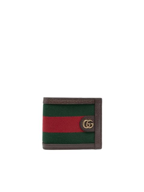 GUCCI Web-stripe leather-trim wallet
