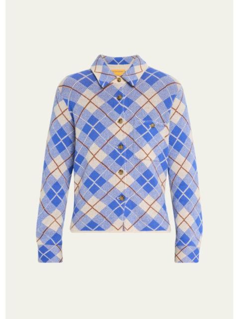 GUEST IN RESIDENCE Dylan Plaid Cashmere-Knit Shirt