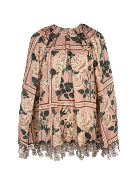 BIYAN embroidered-hemline print blouse