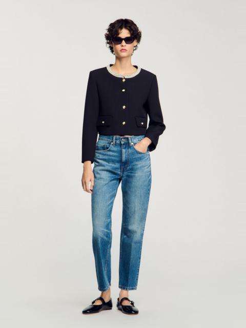 Sandro JACKET WITH BEADED COLLAR