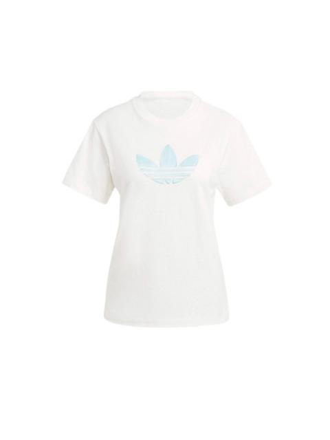 (WMNS) adidas Monogram Trefoil T-Shirt 'White Blue' IS3867