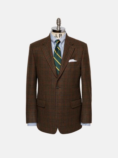 J. PRESS MADE-IN-CANADA WINDOWPANE OLIVE BROWN & RUST PURE CASHMERE SPORT COAT