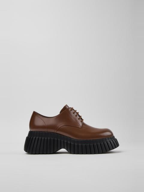 CAMPER Pix BCN Brown Leather Shoes for Women.