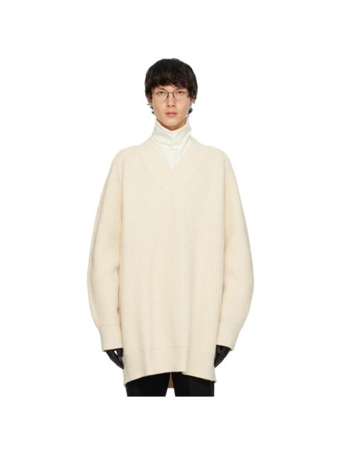 Jil Sander Off-White V-Neck Sweater