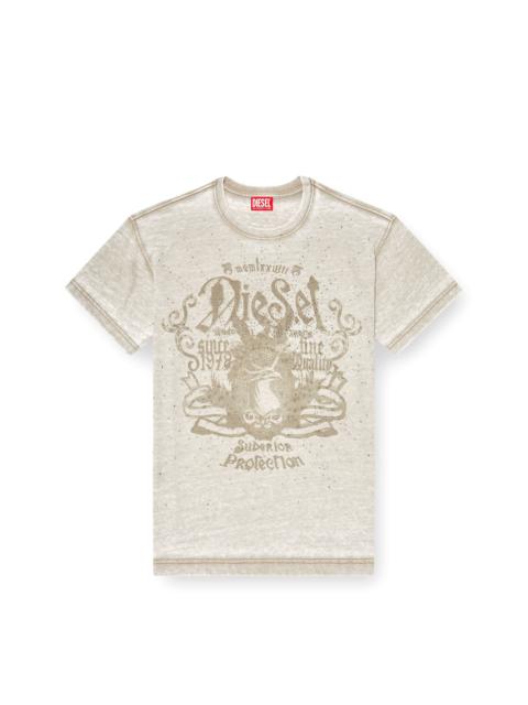 Diesel JERSEY T-SHIRT WITH BURNOUT WASH AND STUDS