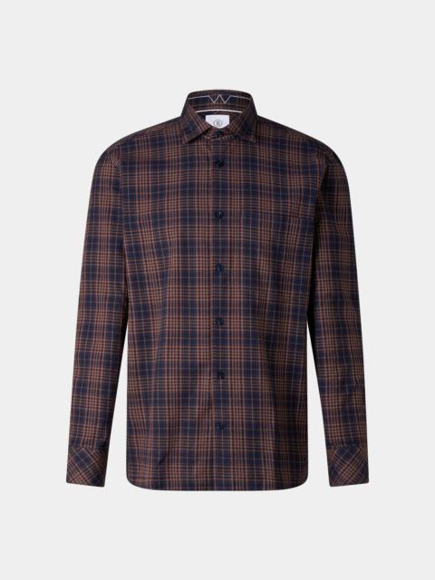 BOGNER Hardy cotton shirt in Brown/navy blue