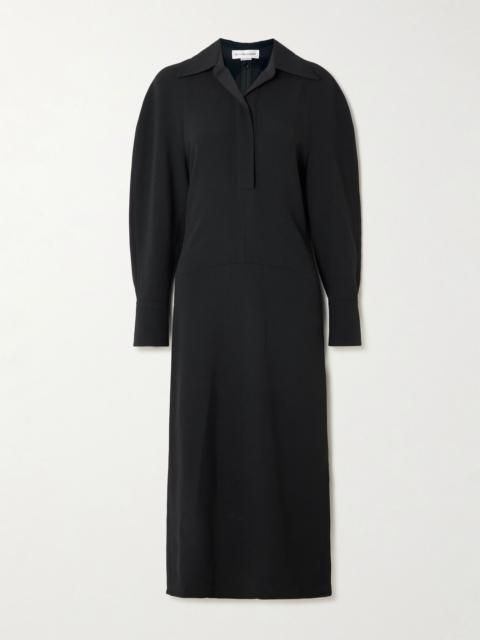 Victoria Beckham Asymmetric gathered crepe shirt dress Black