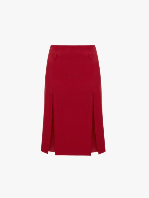 Victoria Beckham Double Layer Slit Skirt In Poppy Red