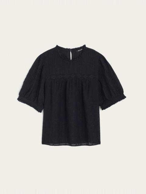 Madewell Embroidered Pintuck Crewneck Top