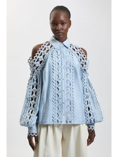 KAREN MILLEN Tape Detail Cold Shoulder Woven Blouse