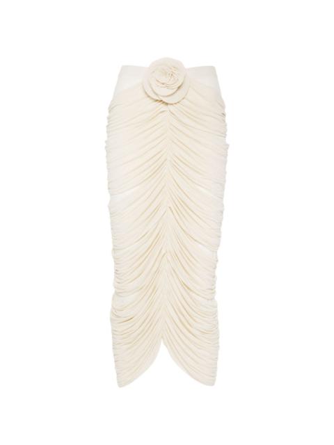 MAGDA BUTRYM rose-appliquÃ© ruched skirt