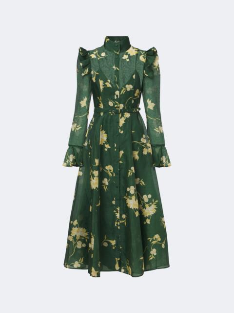 LEO LIN Katrina floral linen and silk midi dress