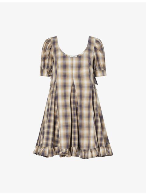 DAMSON MADDER. Sabina Check Mini Cotton Mini Dress
