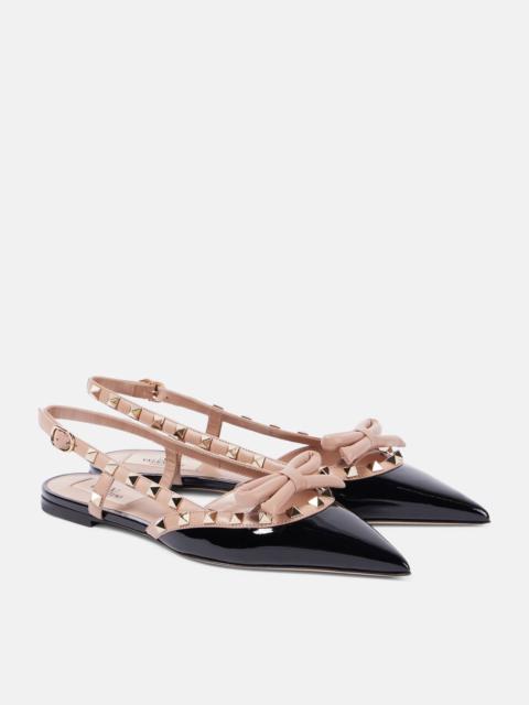 Valentino Rockstud Bow patent leather slingback flats