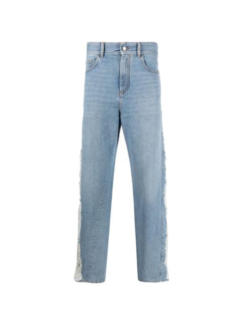 ripped high-rise straight-leg jeans