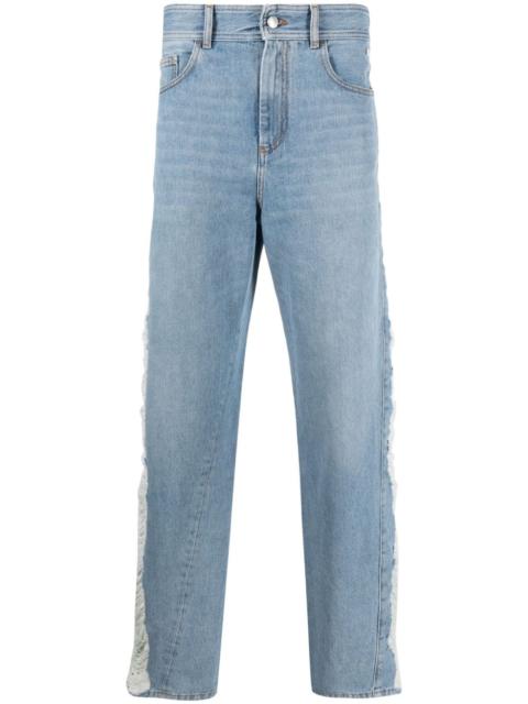 ripped high-rise straight-leg jeans